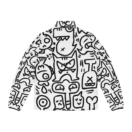 Doodle Monsters Puffer Jacket (AOP)