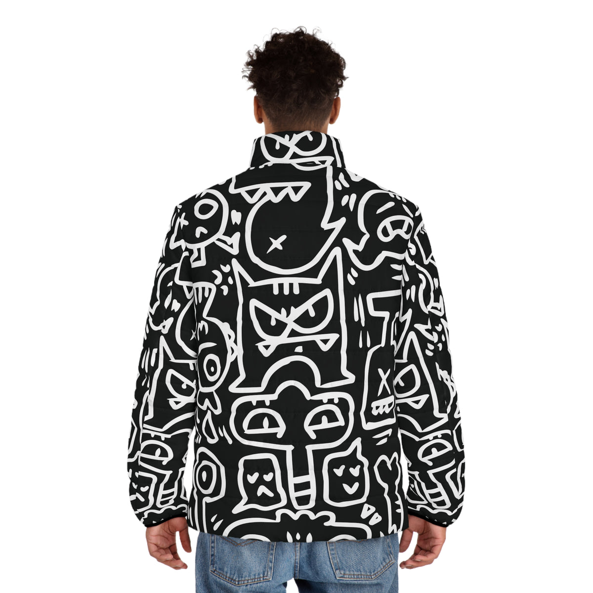 Doodle Monsters Puffer Jacket (AOP)