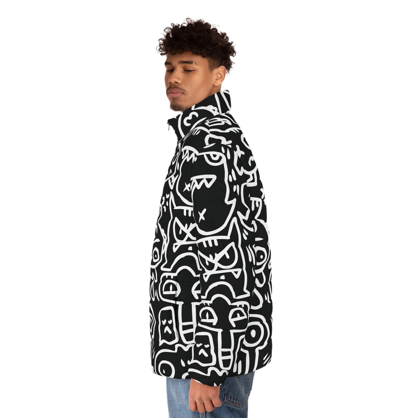 Doodle Monsters Puffer Jacket (AOP)