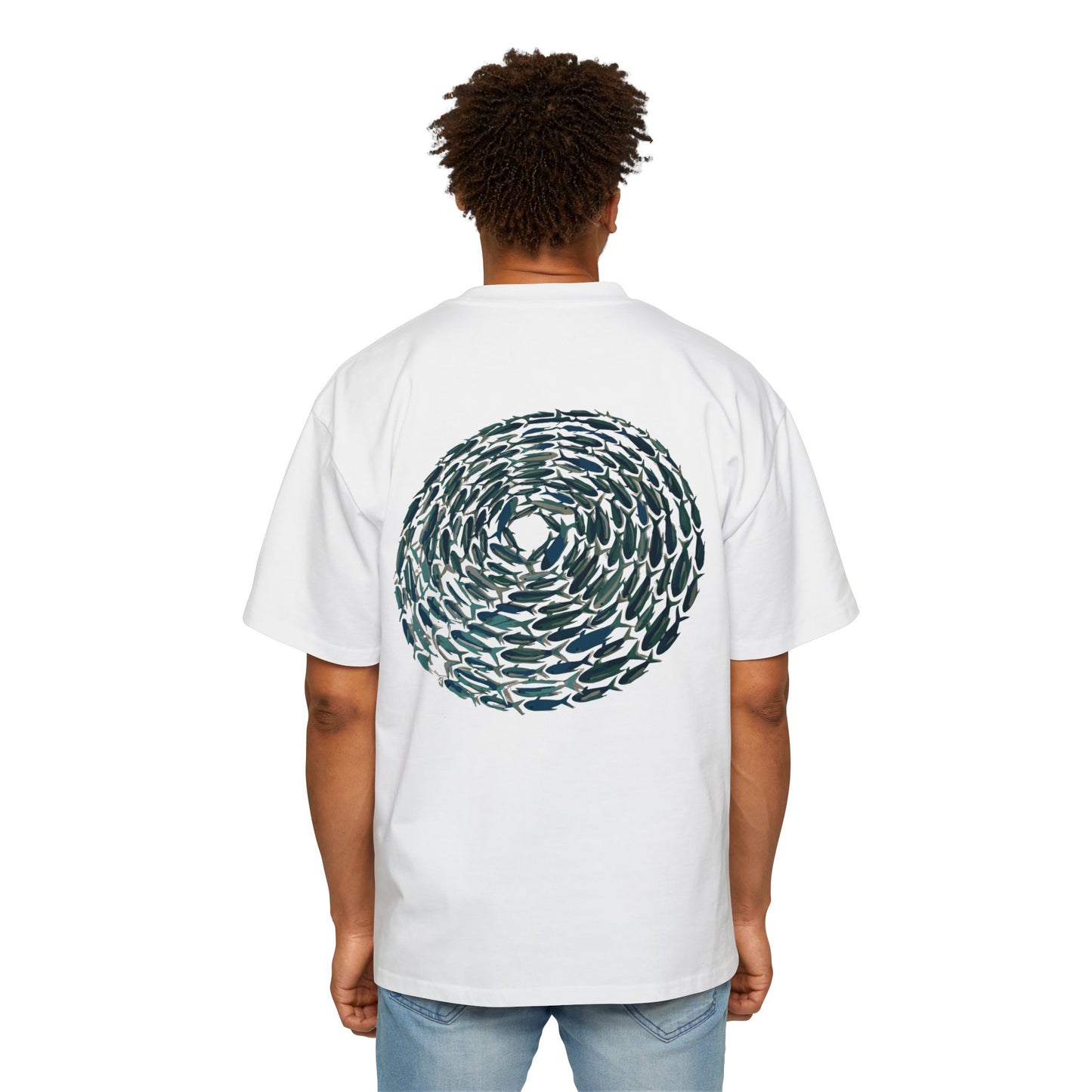 Green fish shoal Cotton Tee