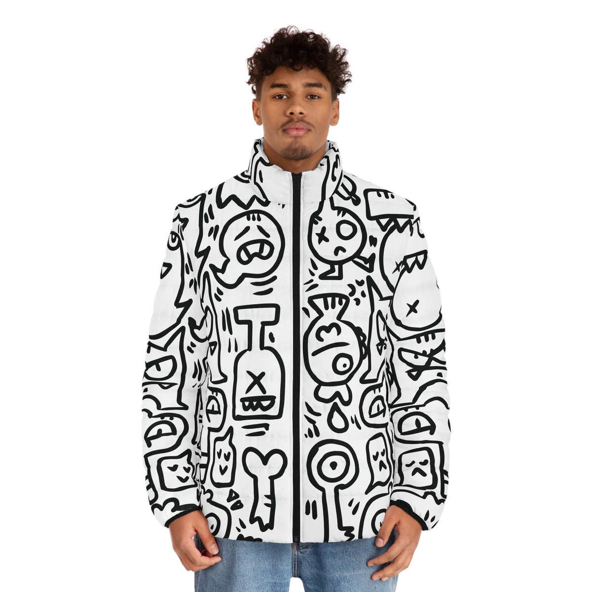 Doodle Monsters Puffer Jacket (AOP)