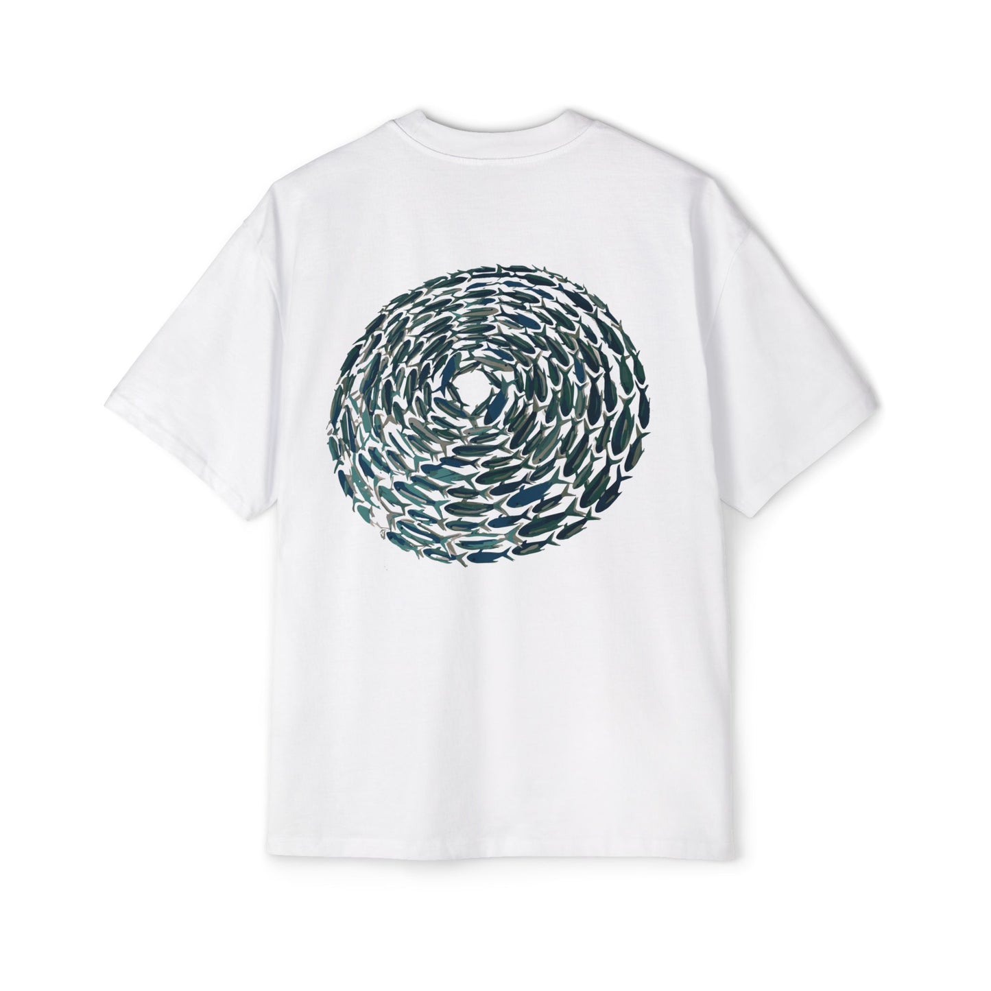 Green fish shoal Cotton Tee