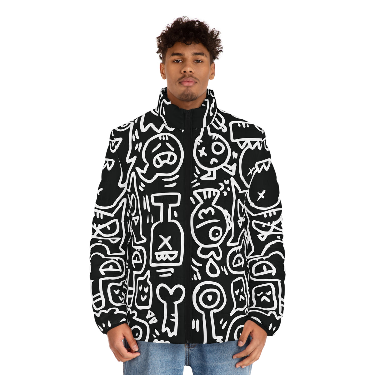 Doodle Monsters Puffer Jacket (AOP)