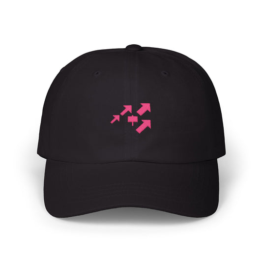 Classic Dad Cap With Pink Arrows - Adjustable Fashion Hat for Dads, Casual Wear, Gift for Father's Day, Trendy Accessories