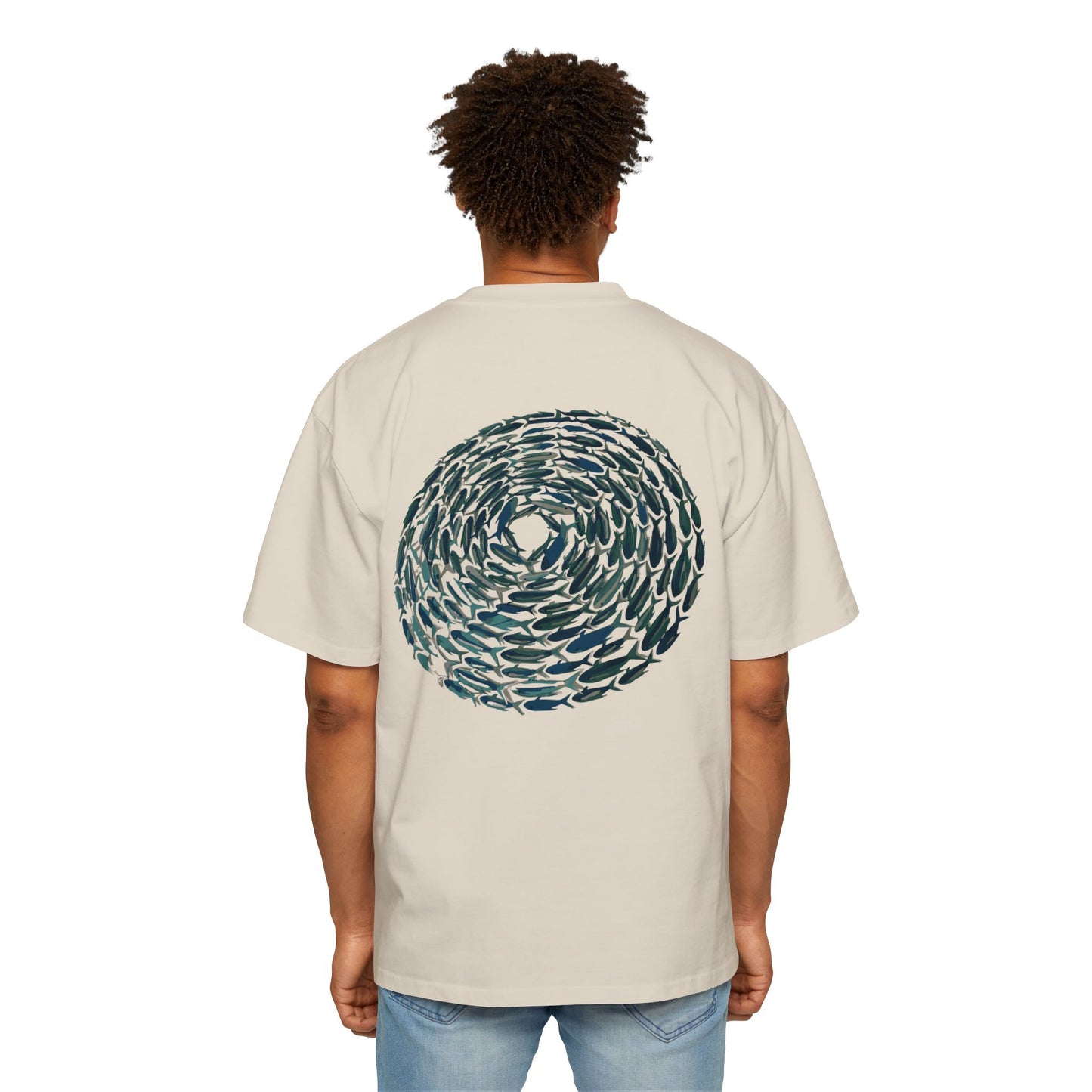Green fish shoal Cotton Tee