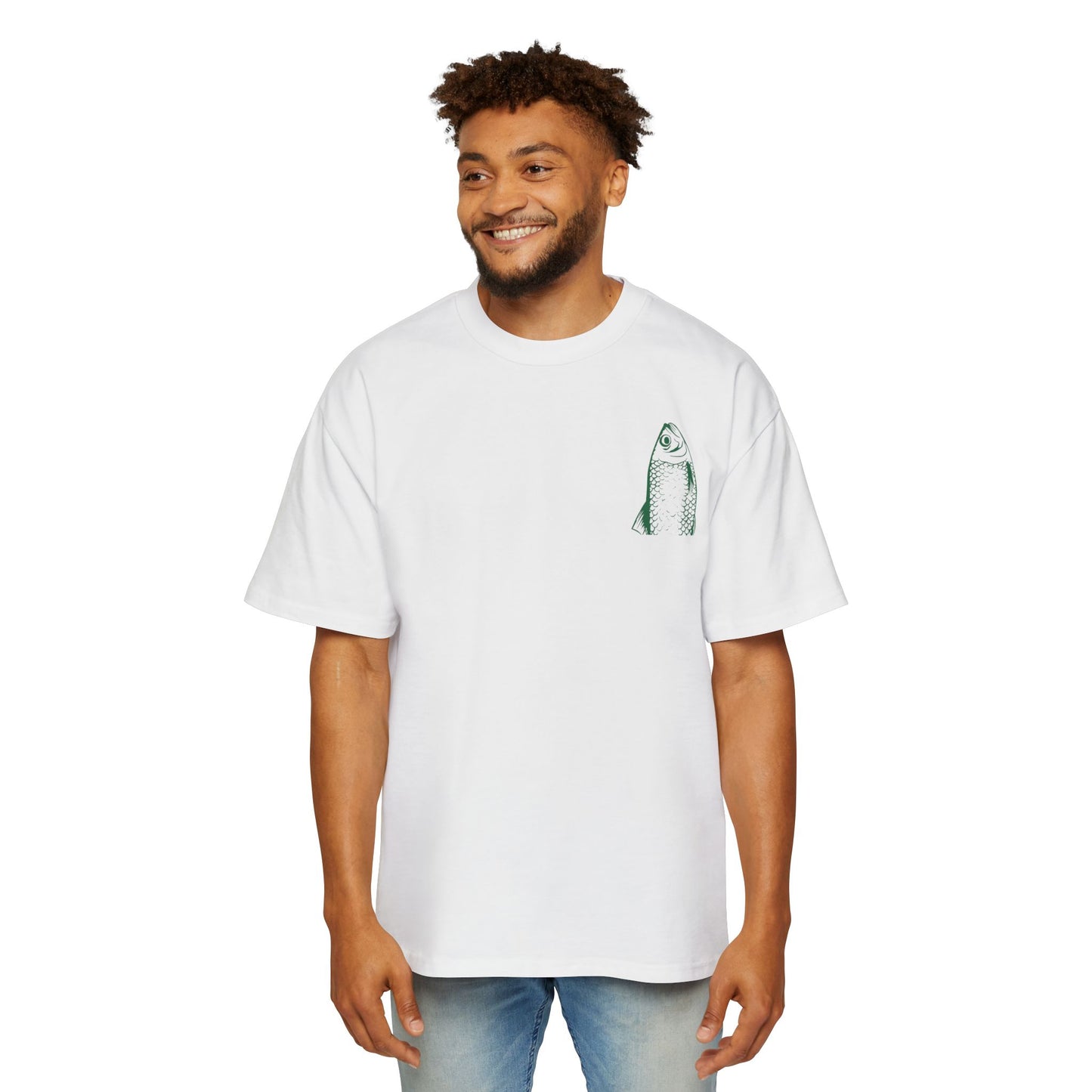 Green fish shoal Cotton Tee