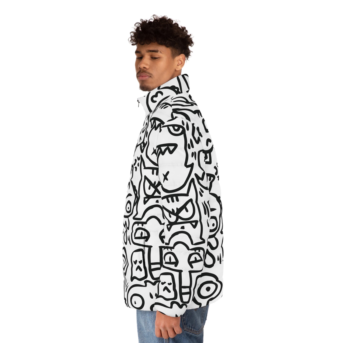 Doodle Monsters Puffer Jacket (AOP)