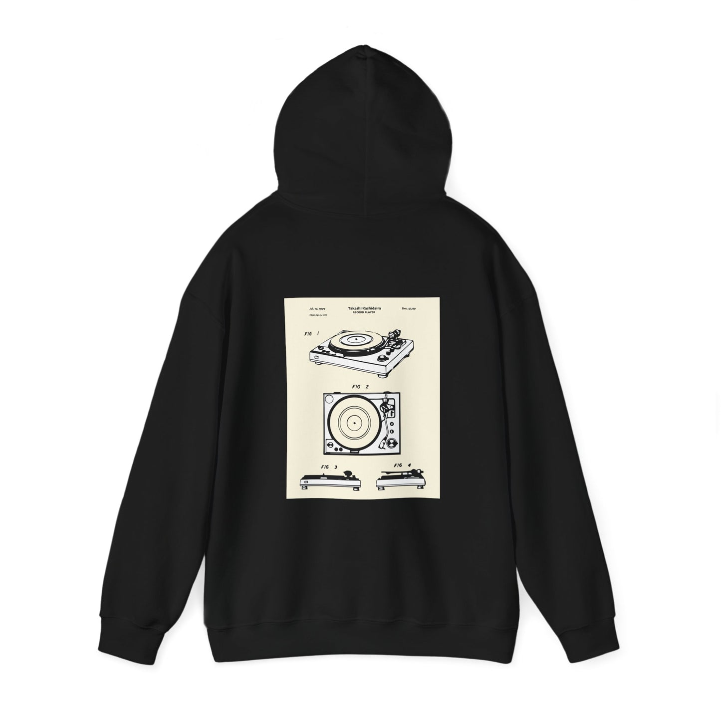 Vintage Turntable Blueprint Crew Hooded Sweatshirt