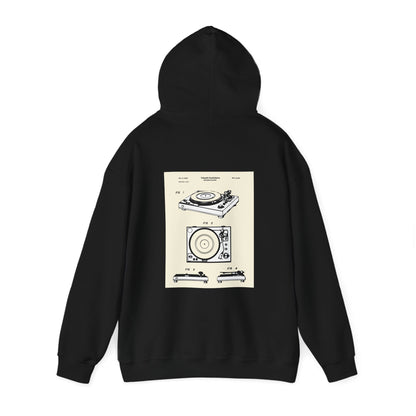 Vintage Turntable Blueprint Crew Hooded Sweatshirt