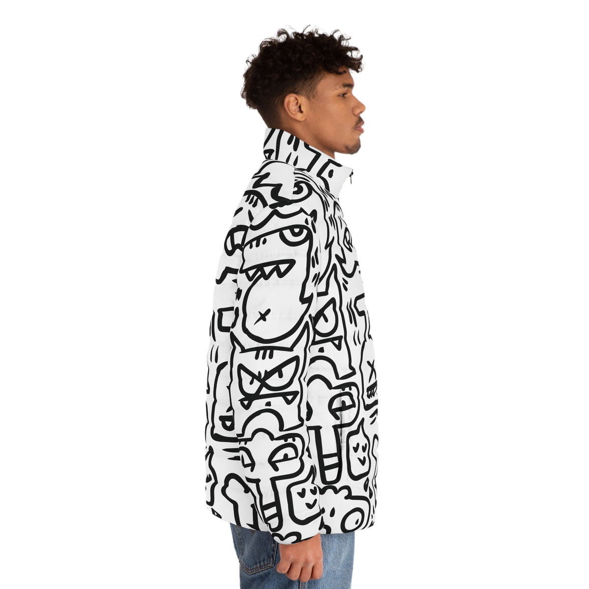 Doodle Monsters Puffer Jacket (AOP)