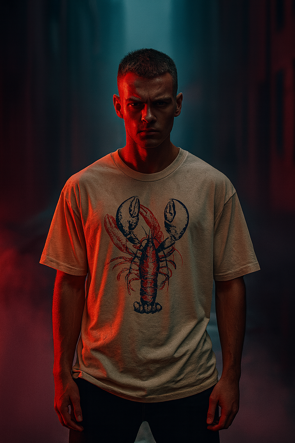 Red Blue Claw & Pinch Cotton Tee