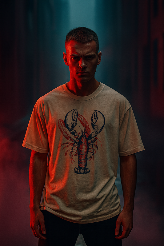 Red Blue Claw & Pinch Cotton Tee