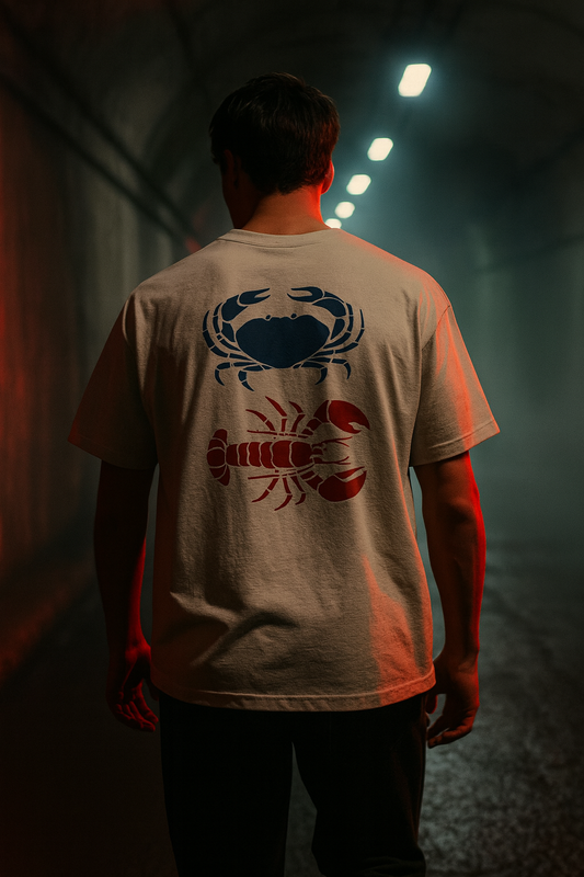 Red Blue Claw & Pinch Cotton Tee