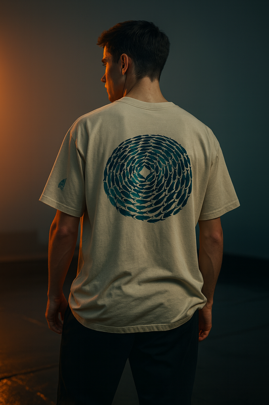 Green fish shoal Cotton Tee