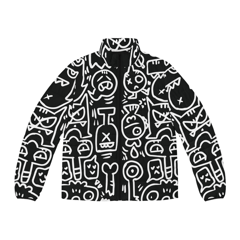 Doodle Monsters Puffer Jacket (AOP)