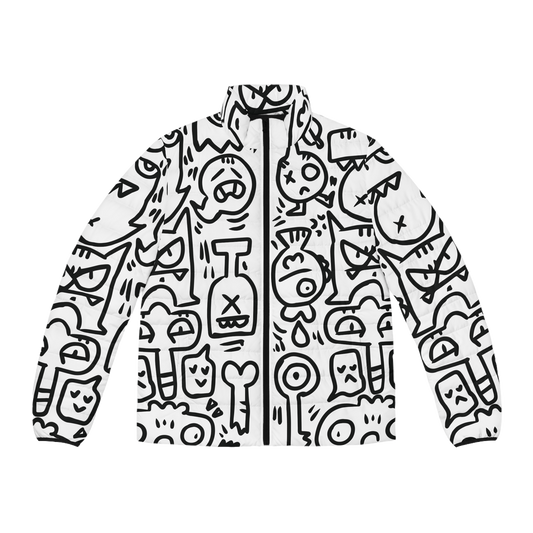 Doodle Monsters Puffer Jacket (AOP)
